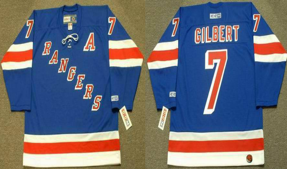 2019 Men New York Rangers 7 Gilbert blue style #2 CCM NHL jerseys